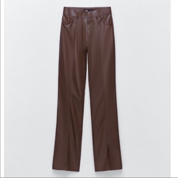 NWT Zara 2 Piece Faux Leather Bodysuit and Pants With Slit Set XL L - Picture 10 of 11